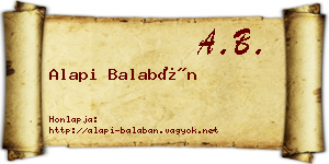 Alapi Balabán névjegykártya
